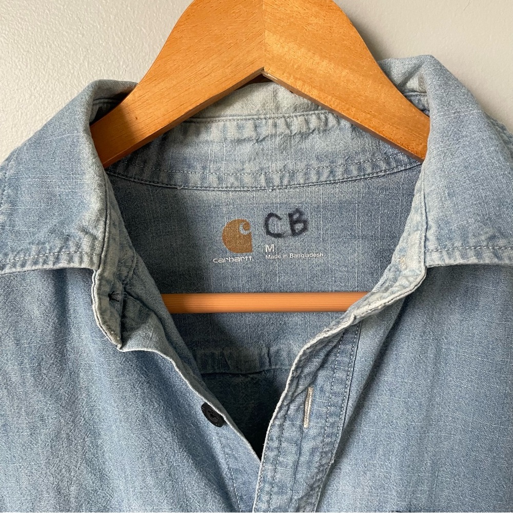 Carhartt Men's Light Blue Denim Button-Up Shirt Size Medium - Picture 7 of 11